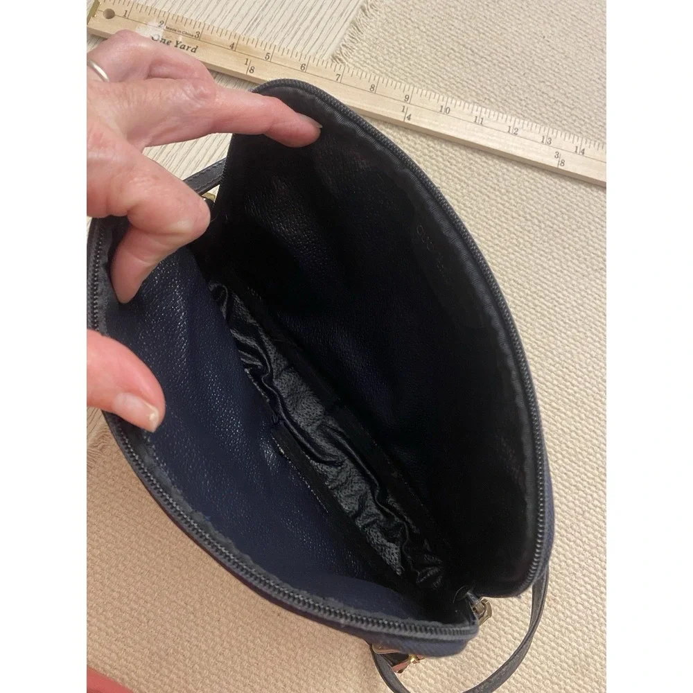 Gucci Vintage GG Supreme Coated Canvas Leather Bag Navy Blue Monogram
